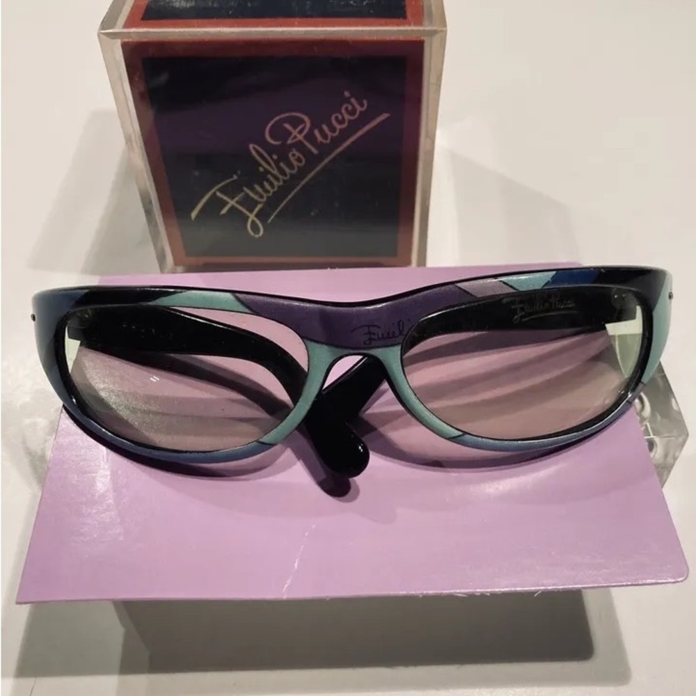 S O L D Limited EMILIO PUCCI VIVARA PRINT 1960s Vintage Wrap Sunglasses Shades